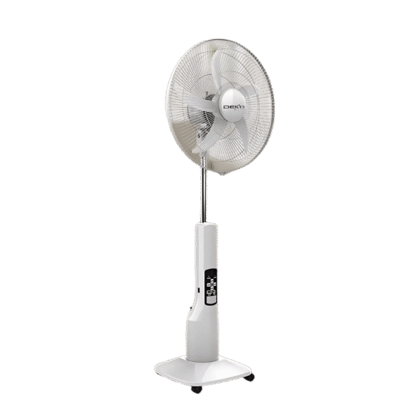 deko charging fan 16inch white مروحة ديكو شحن 16 انج عامودي ابيض