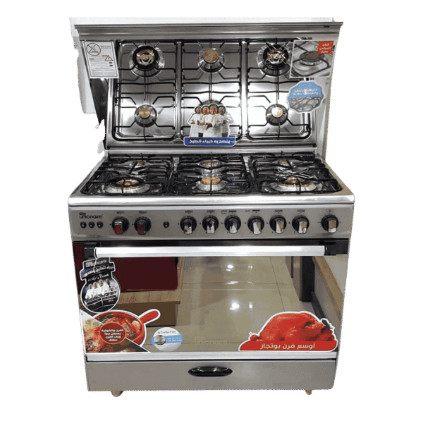 unionaire 90-6eye طباخ يونين اير 6 عين 60*90 كريمي سطح ستيل